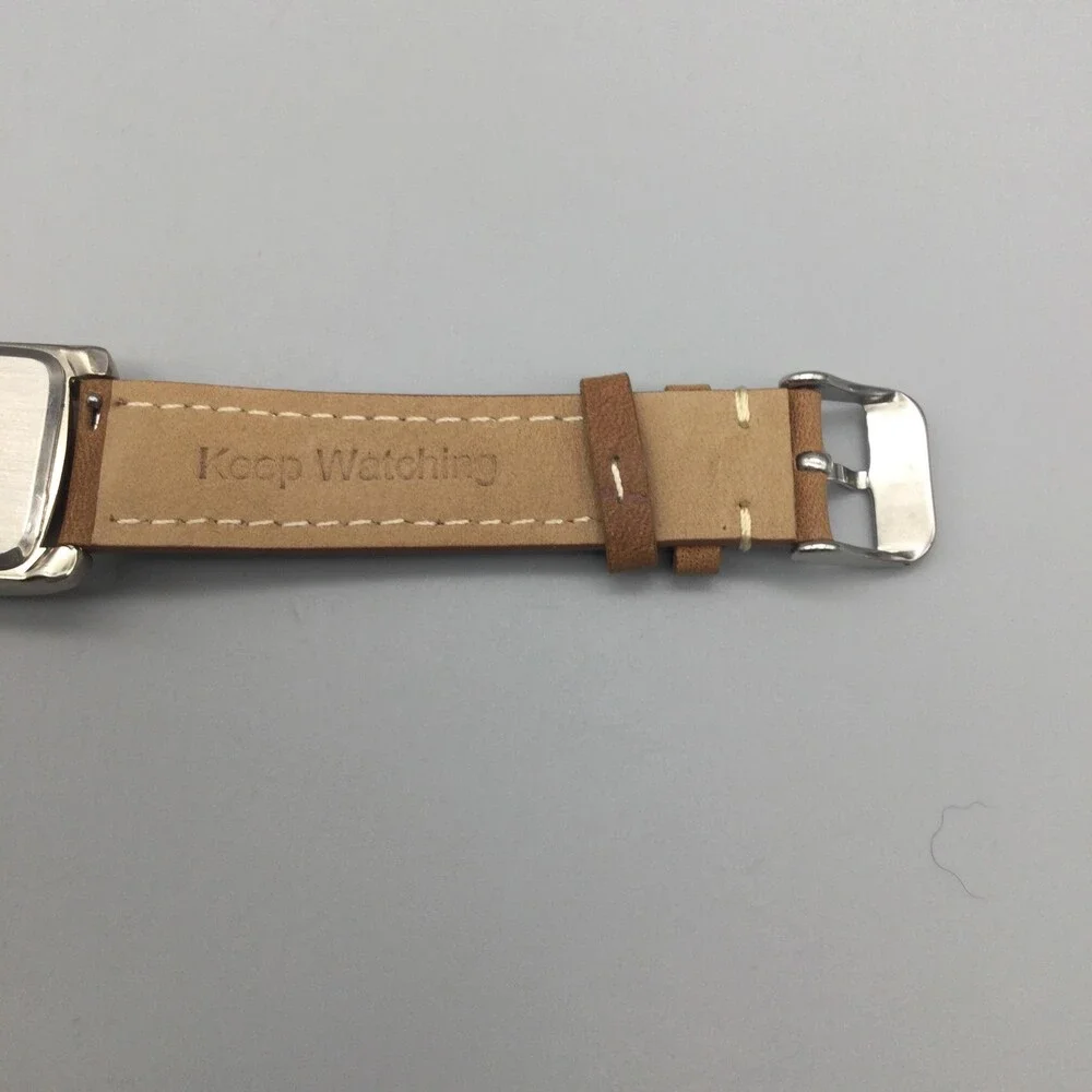 Caesars Mens Watch 26mm Black Dial Brown Strap Silver Tone Case New Battery